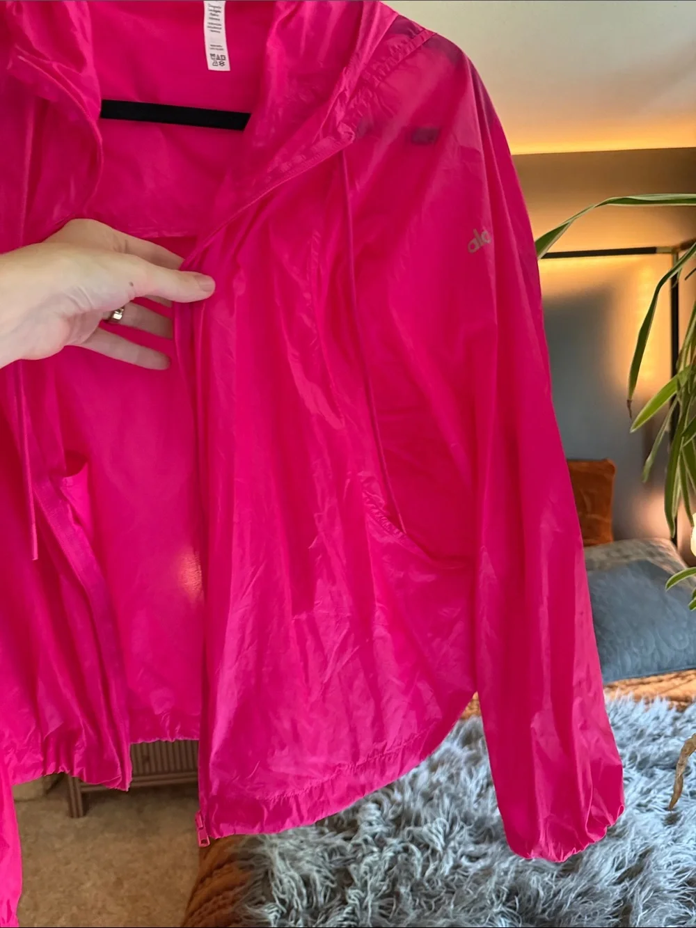 ALO Yoga Hot Pink Hooded Windbreaker Jacket